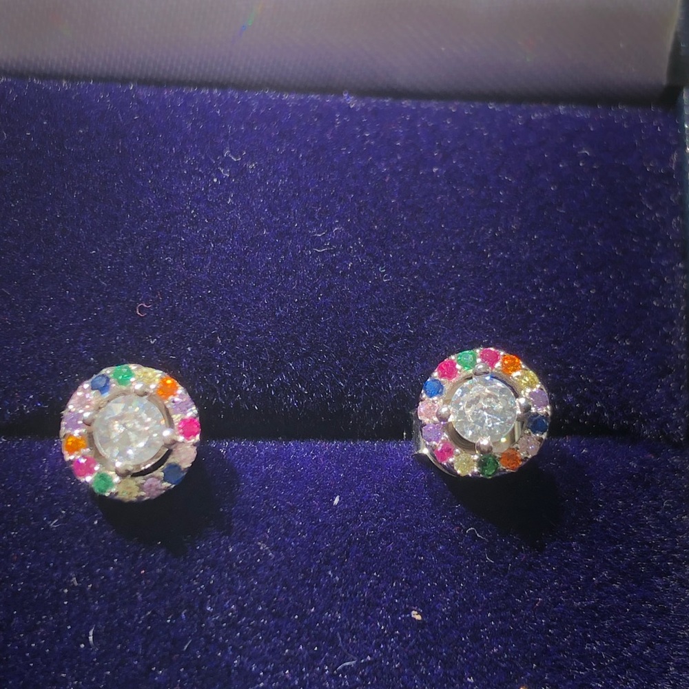 NWOT Sterling Silver Multicoloured Cubic Zirconia Earrings